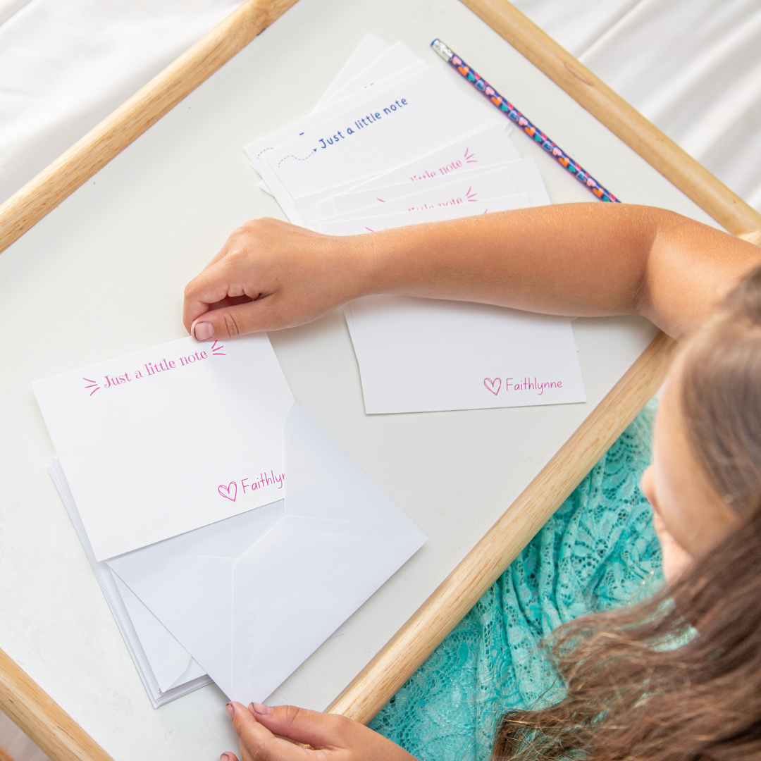 Inspire kindness in kids with these personalized notecards. Great for pen pals or thank you notes!