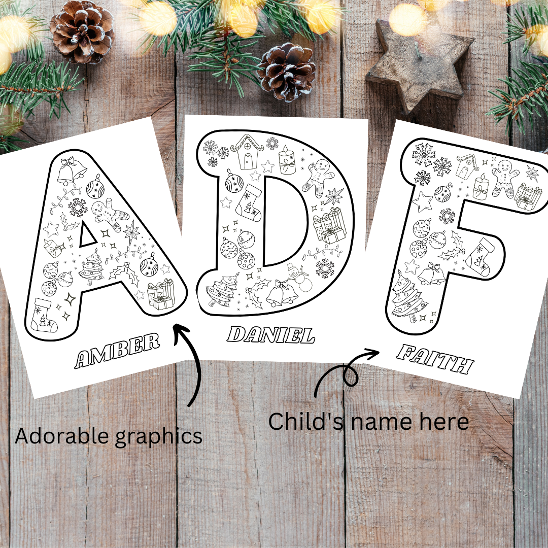 Best gift for kids Christmas party! Coloring activity personalized for each child! 12" X 18" large poster.