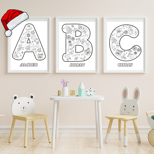 Personalized Christmas Coloring Poster for kids! 12" X 18" printed on premium card stock!