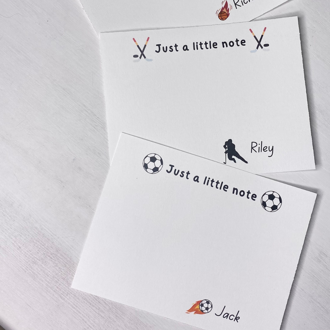 Personalized stationary for kids! Soccer, hockey, ice skating, basketball, cats, dogs, and unicorn themes for kids gifts!