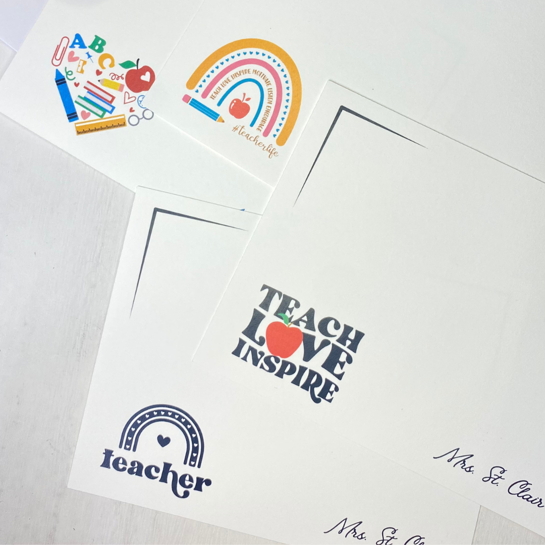 Best, unique gift for teachers. Personalized notecards for your child's teacher. Teacher appreciation gift.  Create the perfect personalized gift for your child's teacher.