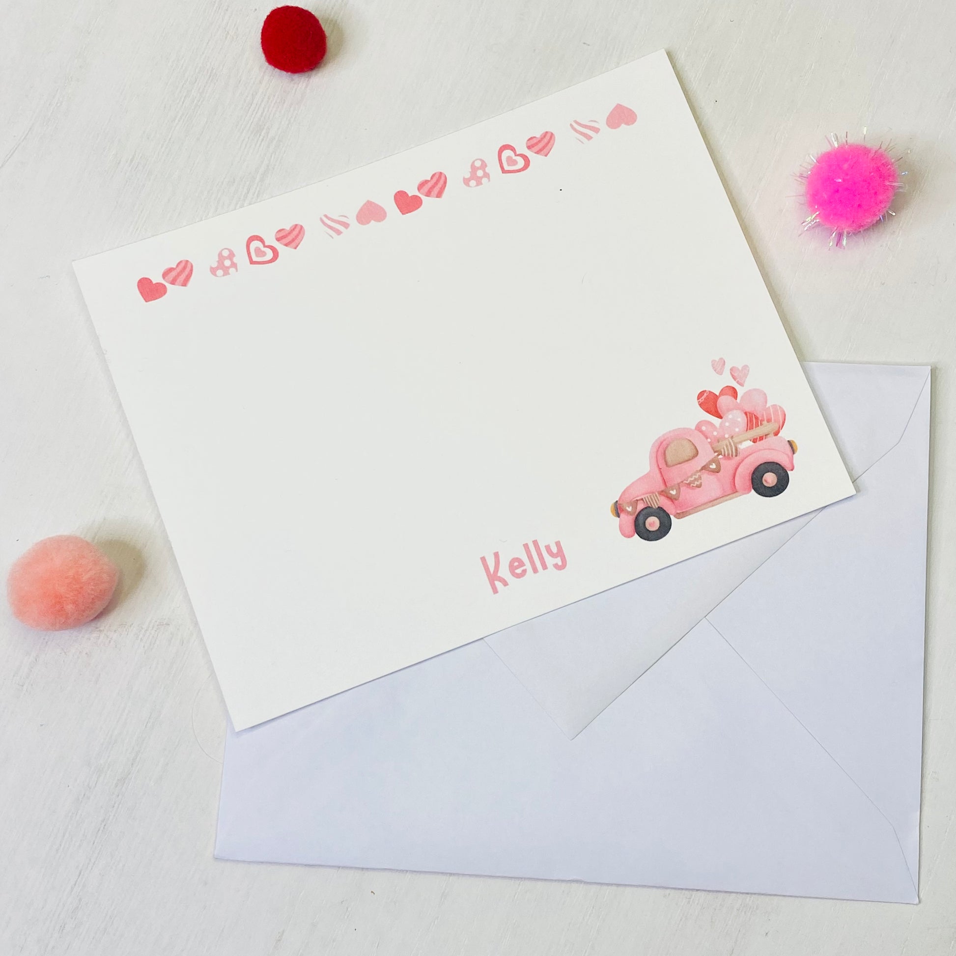 Adorable Valentine Notecards Set for kids and adults! Personalized for extra fun! Comes with a free multi-pen , perfect for gifting!