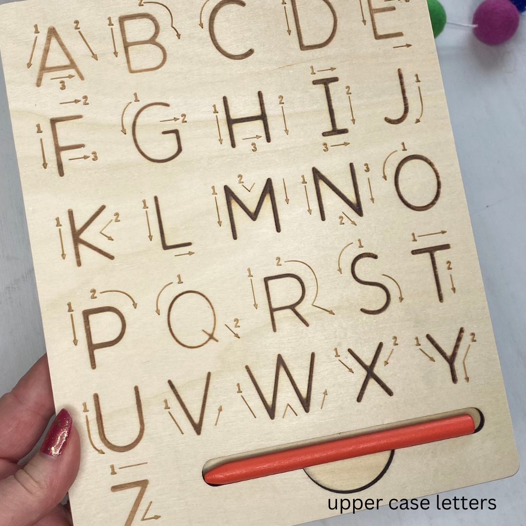 Double-Sided Wooden Alphabet Tracing Board | Upper and Lowercase Letters | Writing Practice