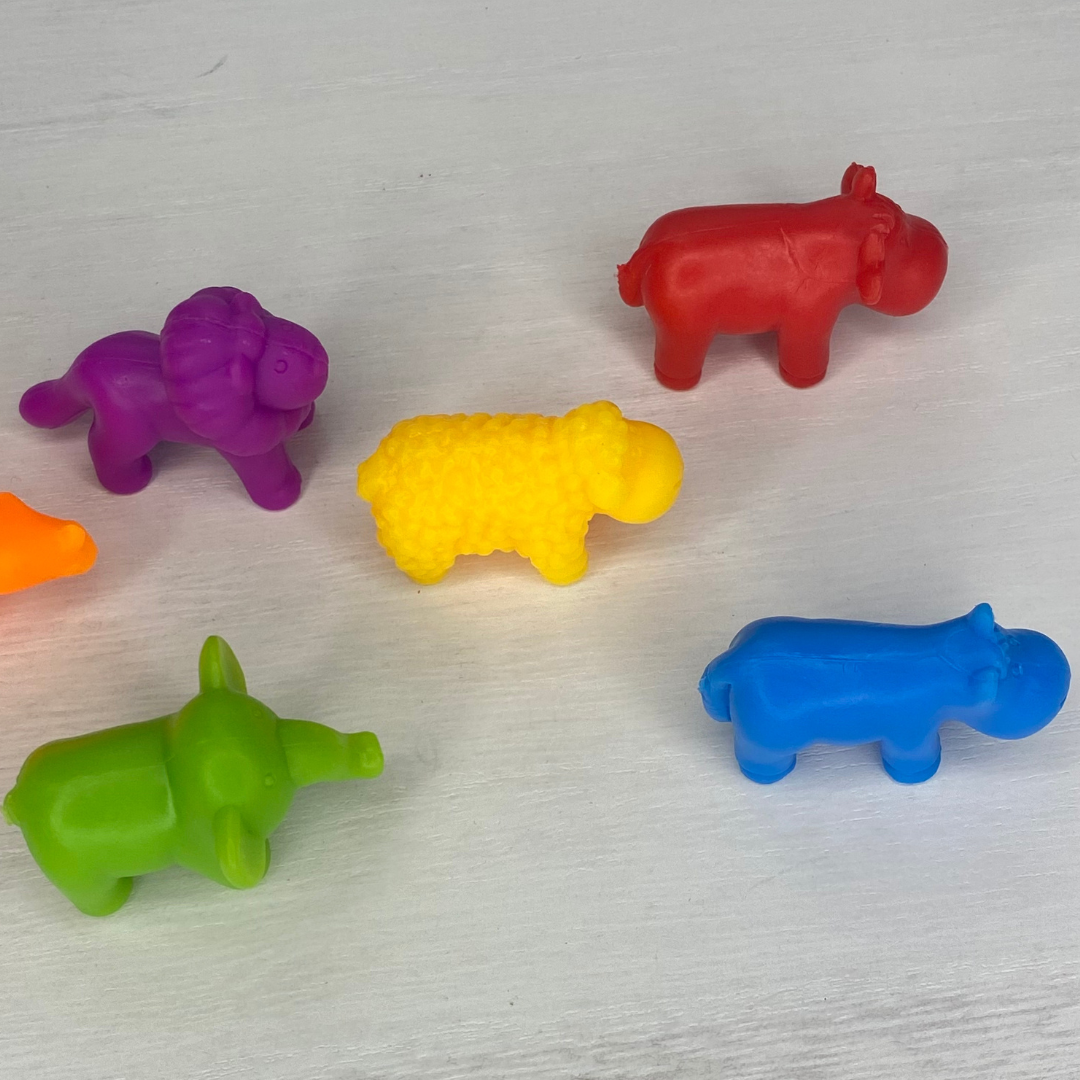 Adorable animal counters to practice math skills and learn colors!