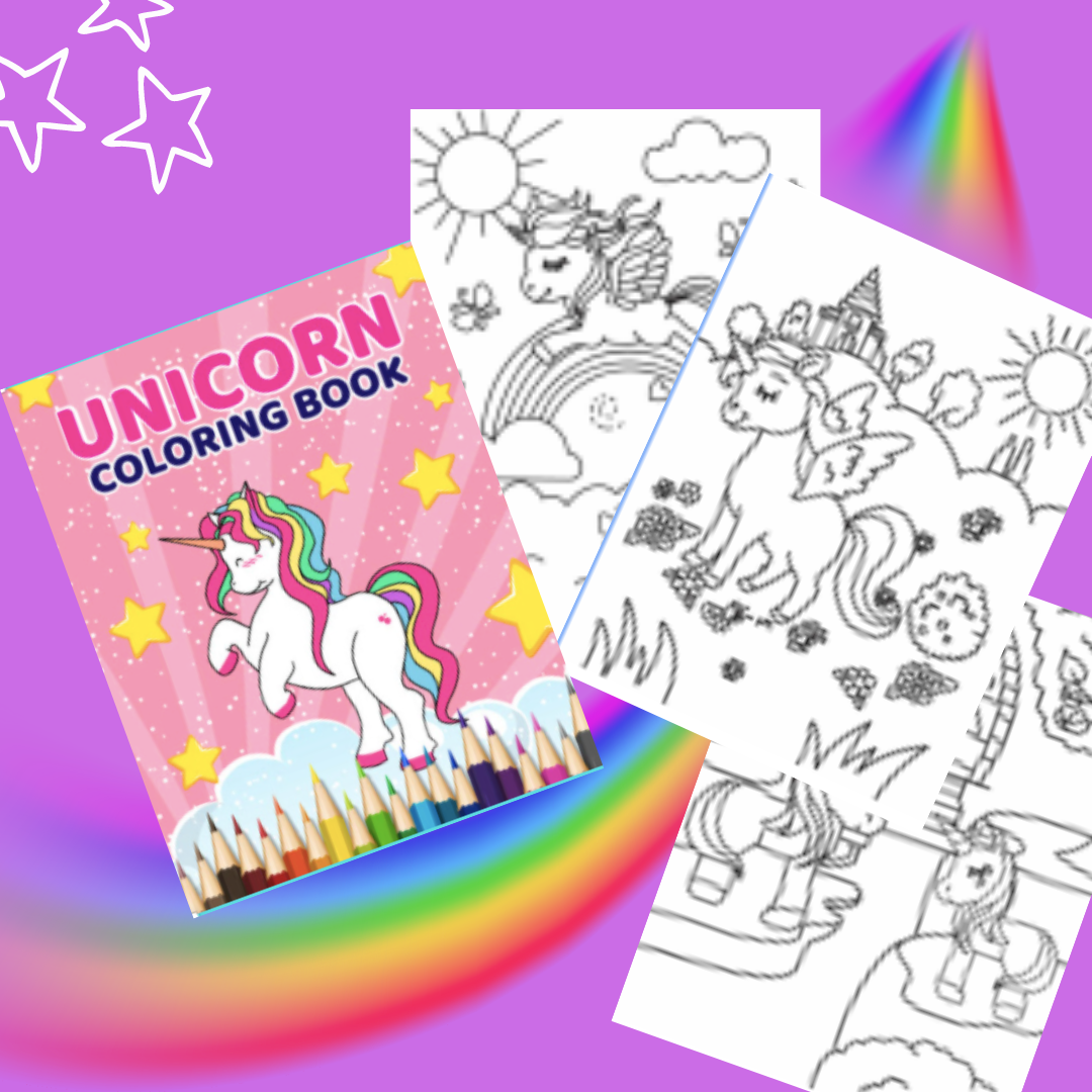 Printable Unicorn Coloring Page Bundle