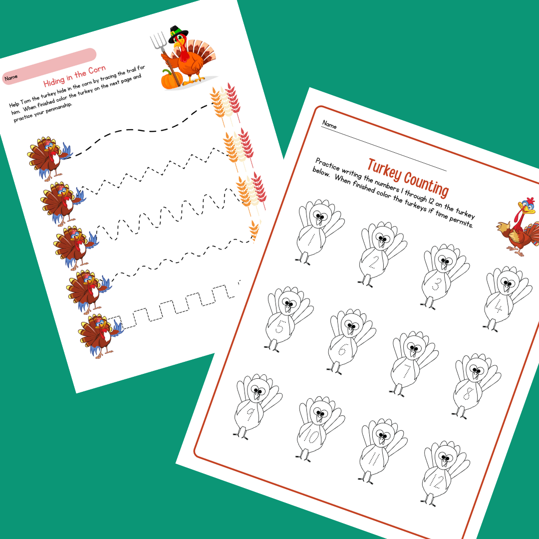 Thanksgiving worksheet bundle for preschool