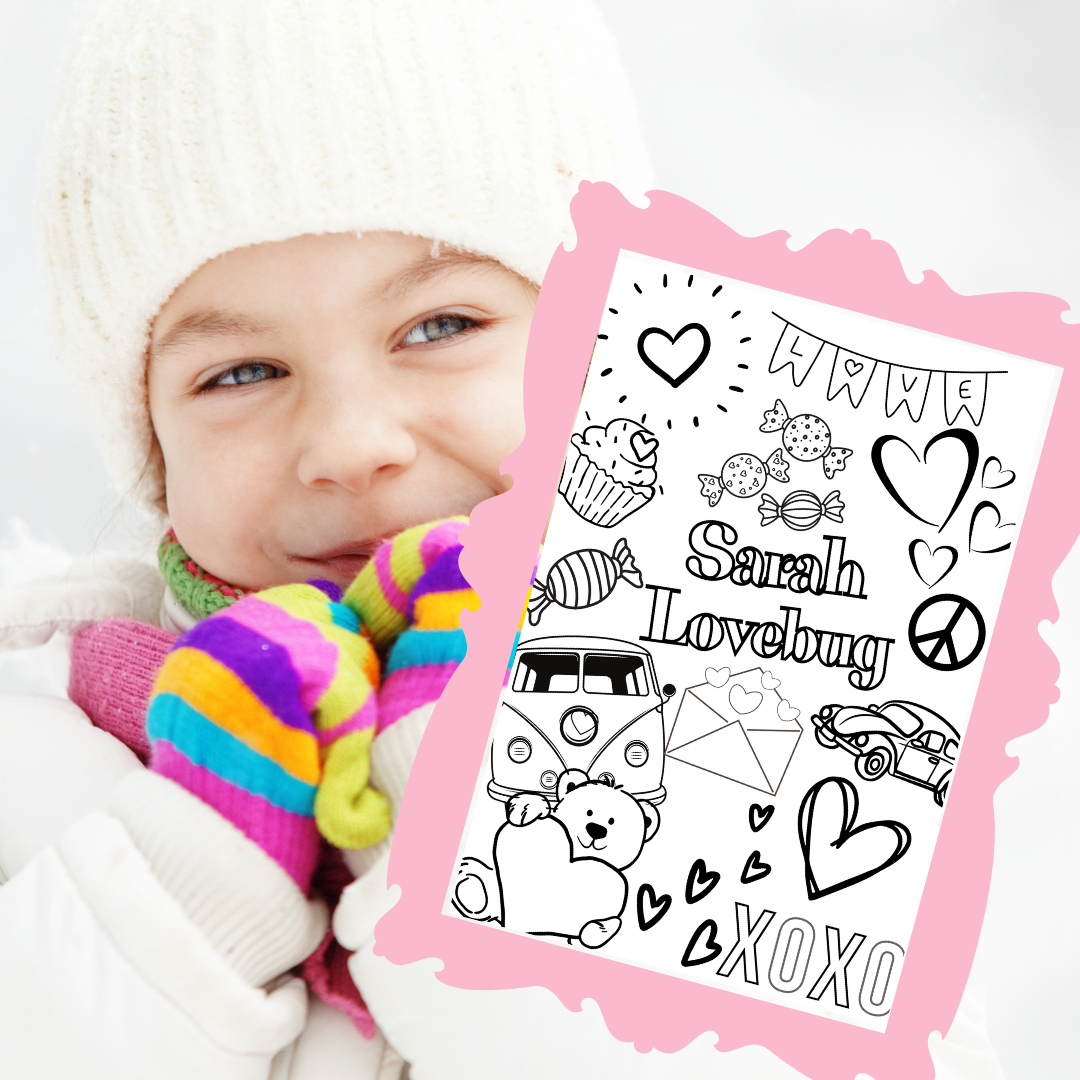 Personalized Coloring Poster for kids! Perfect gift for Valentine's day for kids!