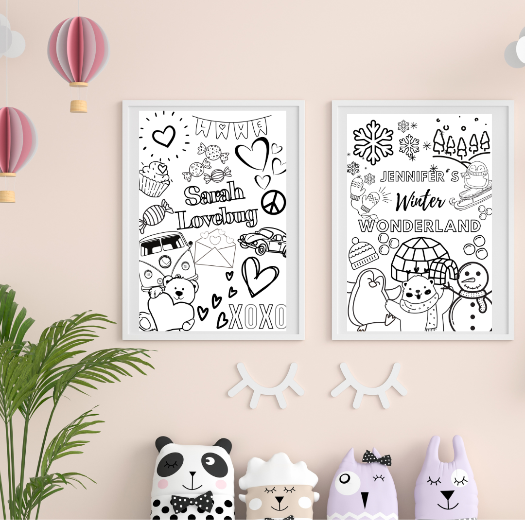 Personalized Coloring Poster for kids! Perfect gift for Valentine's day for kids!