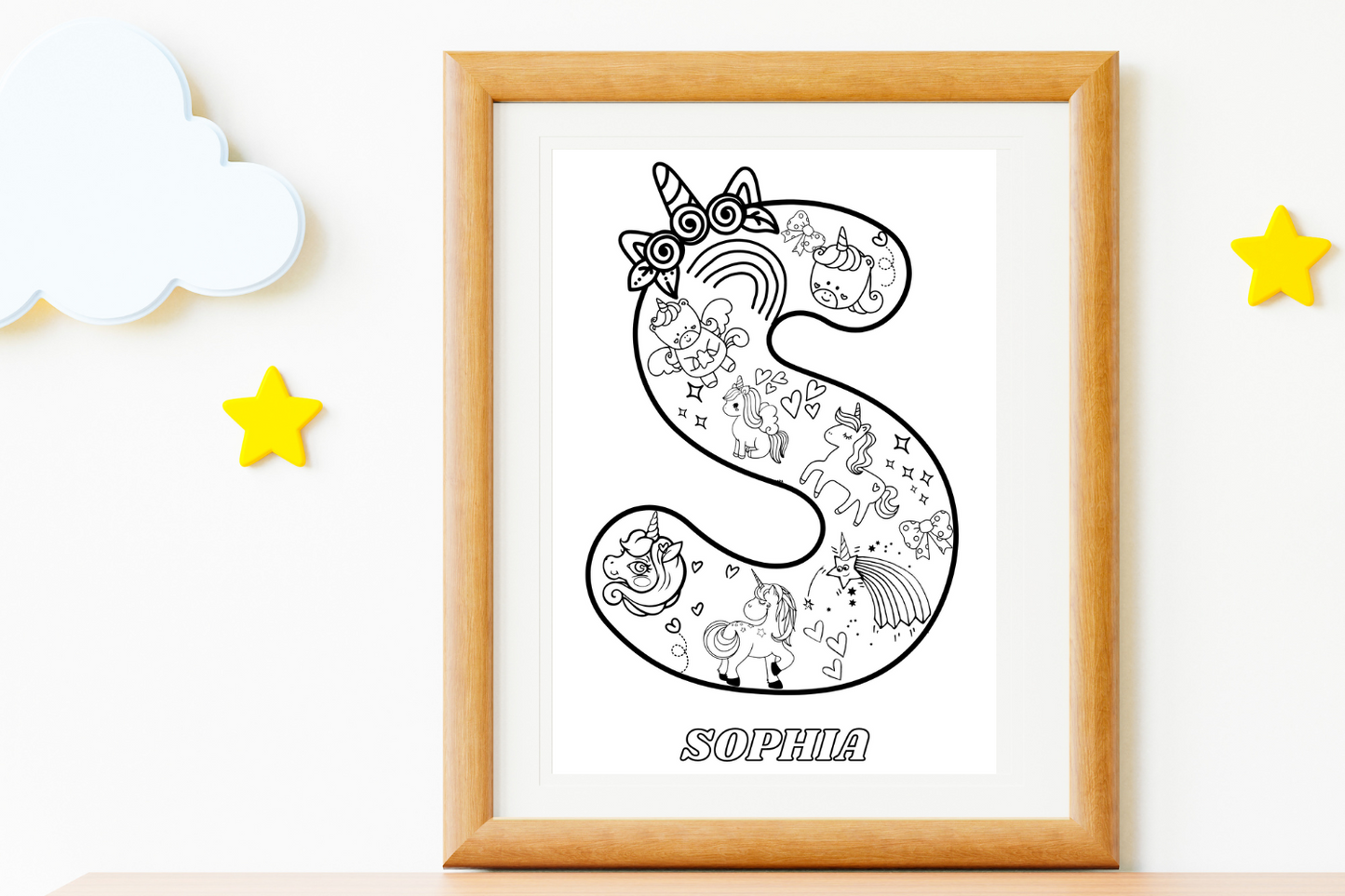Personalized Large Dinosaur or Unicorn Coloring Poster